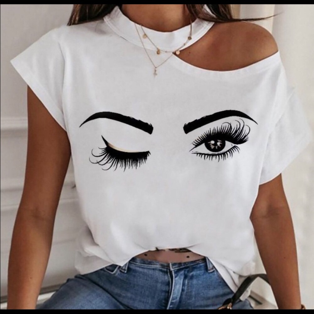 Valentine Gift Special Eyelash Shirt Cold Shoulder